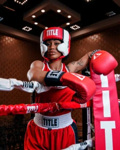 TITLE Boxing Aerovent Elite USA Boxing Competition Headgear – With Cheeks -Knockout Gear ACHEXRDWH 1