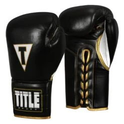 TITLE Boxeo Mexican Leather Lace Training Gloves Quatro -Knockout Gear BATGL4 BK WH 2