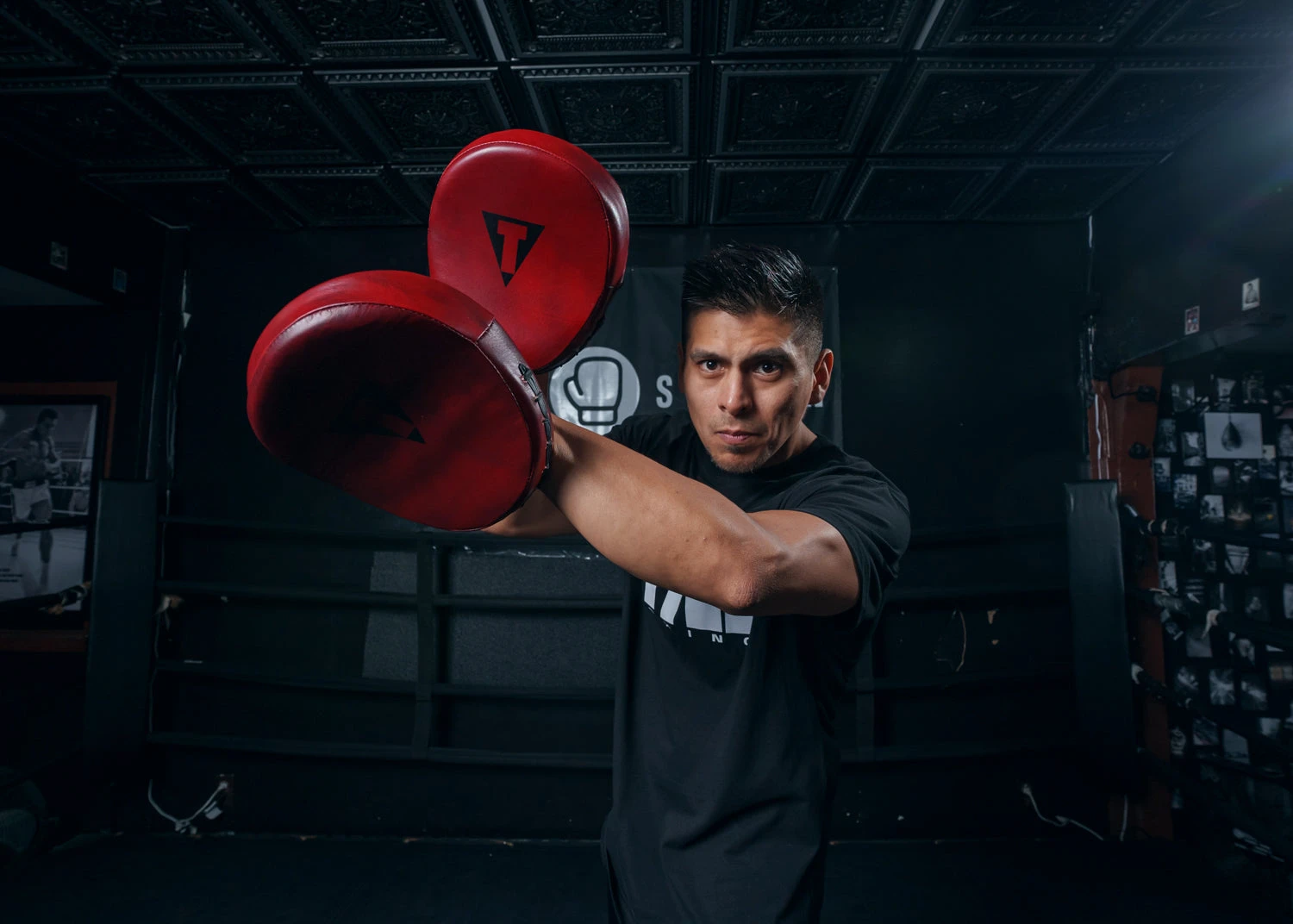 TITLE Boxing Blood Red Leather Punch Mitts 7 TITLE Boxing Blood Red Leather Punch Mitts - Image 5