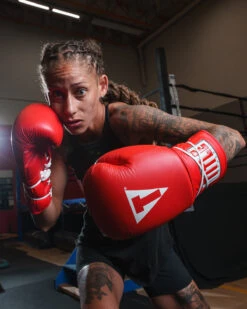 TITLE Classic Leather Lace Training Gloves 2.0 -Knockout Gear CTSGL2RD 1