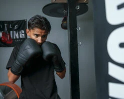 TITLE Black Bolstered Leather Bag Gloves -Knockout Gear DBBG 3