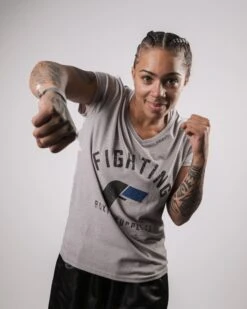 Fighting Women's Distressed V-Neck Tee -Knockout Gear FSWTS14 GR