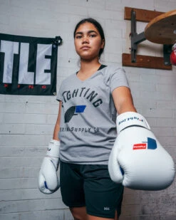 Fighting Women's Distressed V-Neck Tee -Knockout Gear FSWTS14GR 1