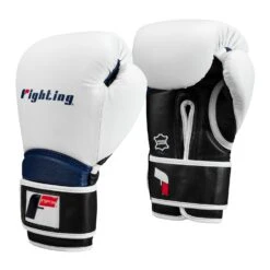 Fighting Ferocity Leather Training Gloves -Knockout Gear FTGTG WH BK BL 2