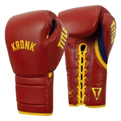 KRONK Boxing Gym Lace-Up Training Gloves 13 KRONK Boxing Gym Lace-Up Training Gloves -Knockout Gear KNKSG RD GD 2