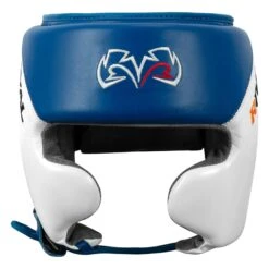 Rival Boxing Amateur Competition Headgear With Cheek Protect -Knockout Gear RHGC2C BL WH 2