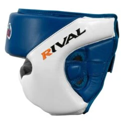 Rival Boxing Amateur Competition Headgear With Cheek Protect -Knockout Gear RHGC2C BL WH 3