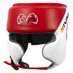 Rival Boxing Amateur Competition Headgear With Cheek Protect -Knockout Gear RHGC2C RD WH 1