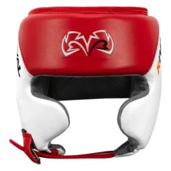 Rival Boxing Amateur Competition Headgear With Cheek Protect -Knockout Gear RHGC2C RD WH 2