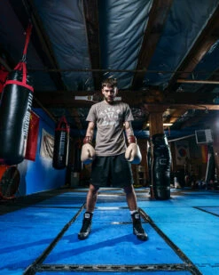 TITLE Boxing Distressed Label Tee -Knockout Gear TBTS215GR 1