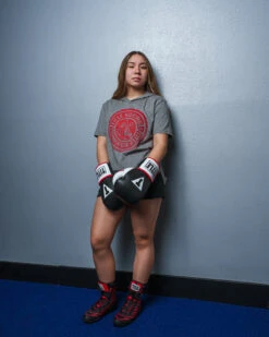 TITLE Boxing Women's Vintage Short Sleeve Hooded Tee -Knockout Gear TBWTS213GR 1 7e23cdf5 da10 4819 b3a8 e37825d5a8eb