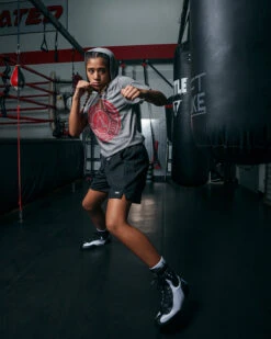 TITLE Boxing Women's Vintage Short Sleeve Hooded Tee -Knockout Gear TBWTS213GR 2