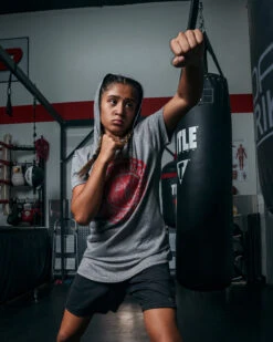 TITLE Boxing Women's Vintage Short Sleeve Hooded Tee -Knockout Gear TBWTS213GR 3