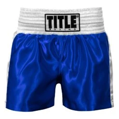 TITLE Boxing Professional Women’s Satin Striped Boxing Trunks -Knockout Gear TPBTW2 BL WH 2