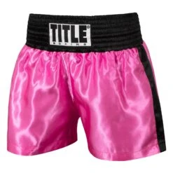 TITLE Boxing Professional Women’s Satin Striped Boxing Trunks -Knockout Gear TPBTW2 PK BK 1