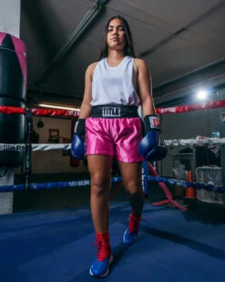 TITLE Boxing Professional Women’s Satin Striped Boxing Trunks -Knockout Gear TPBTW2PK 1