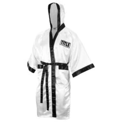 TITLE Boxing Full Length Robe -Knockout Gear TSRFL WH BK 2