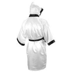 TITLE Boxing Full Length Robe -Knockout Gear TSRFL WH BK 3