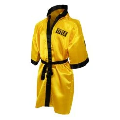 TITLE Boxing Pro Full Length Boxing Robe -Knockout Gear TSRFL2 GD BK 03