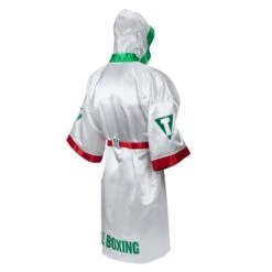 TITLE Boxing Pro Full Length Boxing Robe -Knockout Gear TSRFL2 RD WH GN 02