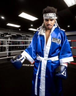 TITLE Boxing Full Length Robe -Knockout Gear TSRFL2BLWH