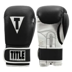 TITLE Boxing Pro Style Leather Training Gloves 3.0 30 TITLE Boxing Pro Style Leather Training Gloves 3.0 -Knockout Gear TVVTG3 BK WH 01