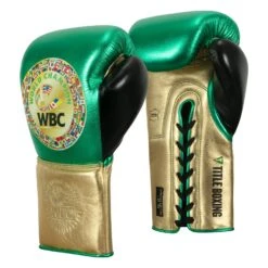 WBC By TITLE Boxing Green Belt Sparring Gloves -Knockout Gear WGBSG GN GD BK 2