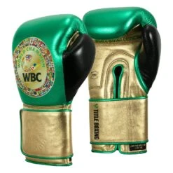 WBC By TITLE Boxing Green Belt Training Gloves 1.0 25 WBC By TITLE Boxing Green Belt Training Gloves 1.0 -Knockout Gear WGBTG GN GD BK 2
