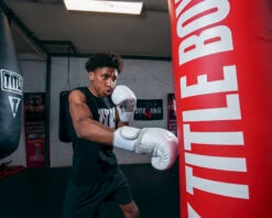 TITLE White Boxing Gloves 16 TITLE White Boxing Gloves -Knockout Gear WHWBGWH 2