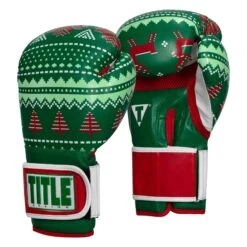 TITLE Boxing Limited Edition Deck The Halls Bag Gloves -Knockout Gear XMASBG GN 2