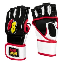 BOOM BOOM Boxing Bomber Youth MMA Gloves -Knockout Gear bbmmgy bk wh rd 02