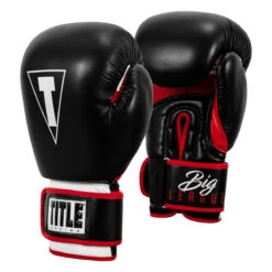 TITLE Boxing Leather Big League Bag Gloves -Knockout Gear blbg2 bk rd 02