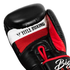 TITLE Boxing Leather Big League Bag Gloves -Knockout Gear blbg2 bk rd 05