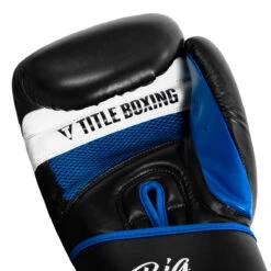 TITLE Boxing Leather Big League Training Gloves 16 TITLE Boxing Leather Big League Training Gloves -Knockout Gear bltg2 bk bl 05