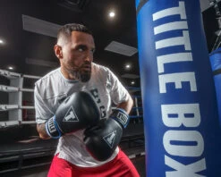 TITLE Boxing Leather Big League Training Gloves 18 TITLE Boxing Leather Big League Training Gloves -Knockout Gear bltg2 bk bl wh 2 1