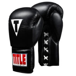 TITLE Classic Leather Lace Training Gloves 2.0 -Knockout Gear ctsgl2 bk 1 1