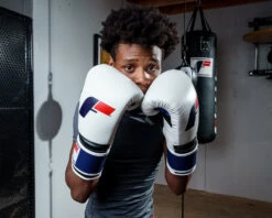 Fighting Force Leather Bag Gloves -Knockout Gear ftgfbg wh bl 1 2