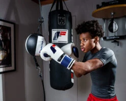 Fighting Force Leather Bag Gloves -Knockout Gear ftgfbg wh bl 2 1