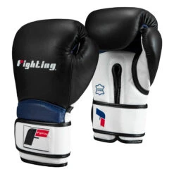 Fighting Ferocity Leather Training Gloves -Knockout Gear ftgtg bk wh bl 2 2