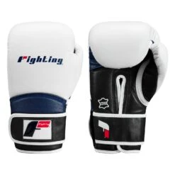 Fighting Ferocity Leather Training Gloves -Knockout Gear ftgtg wh bk bl 1 1