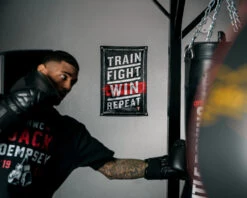 TITLE Boxing Train Fight Win Repeat Banner -Knockout Gear gb8 1 1