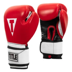 TITLE Boxing Premium Leather Performance Training Gloves -Knockout Gear lptg rd wh bk 002