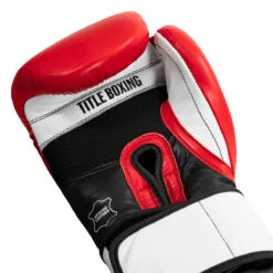 TITLE Boxing Premium Leather Performance Training Gloves -Knockout Gear lptg rd wh bk 005