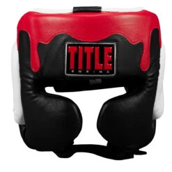 TITLE Boxing Gel Lava Leather Series Headgear 11 TITLE Boxing Gel Lava Leather Series Headgear -Knockout Gear mlvlhg bk wh rd 2 1