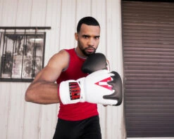 TITLE Boxing Gel Lava Leather Series Sparring Gloves 16 TITLE Boxing Gel Lava Leather Series Sparring Gloves -Knockout Gear mlvlsg wh rd bk 4