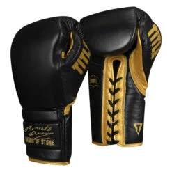 TITLE Boxing Roberto Duran Leather Sparring Gloves 12 TITLE Boxing Roberto Duran Leather Sparring Gloves -Knockout Gear rdsg bk gd 02