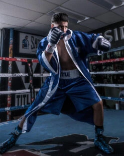 TITLE Boxing Pro Full Length Boxing Robe -Knockout Gear tsrfl2 blwh