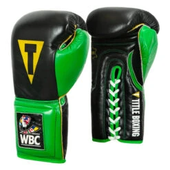 WBC By TITLE Boxing Sparring Gloves -Knockout Gear wbcsg bk gn 02