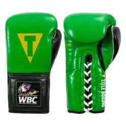 WBC By TITLE Boxing Sparring Gloves -Knockout Gear wbcsg gn bk 01