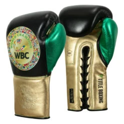 WBC By TITLE Boxing Green Belt Sparring Gloves -Knockout Gear wgbsg bk gd gn 2 1